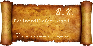 Breinstörfer Kitti névjegykártya